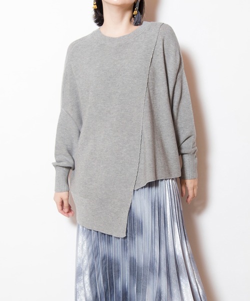 OSMOSIS（オズモーシス）の「2WAYアシンメトリーニットプルオーバー（ニット/セーター・レディース・ライトベージュ/グレー/ブラック・ONE SIZE）」の3枚目の写真
