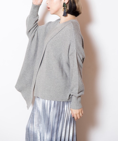 OSMOSIS（オズモーシス）の「2WAYアシンメトリーニットプルオーバー（ニット/セーター・レディース・ライトベージュ/グレー/ブラック・ONE SIZE）」の15枚目の写真