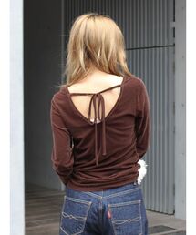 Ungrid | バックオープンドットシアーベロアロングスリーブTee(Tシャツ/カットソー)