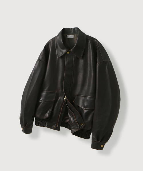 MOOD INSIDE(ムードインサイド)の「ウォッシングレザーリアルポケットボマージャケット_Brown(ライダースジャケット・レディース・ブラウン・MEDIUM/LARGE/X-LARGE)」の2枚目の写真