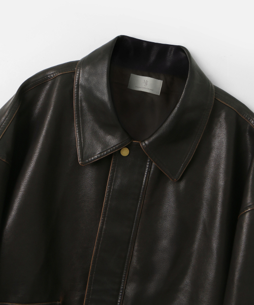 MOOD INSIDE(ムードインサイド)の「ウォッシングレザーリアルポケットボマージャケット_Brown(ライダースジャケット・レディース・ブラウン・MEDIUM/LARGE/X-LARGE)」の3枚目の写真