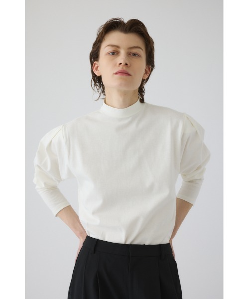 RIM.ARK(リムアーク)の「Curved sleeve high collar tops カーブスリー ハイカラートップス(Tシャツ/カットソー・レディース・ホワイト/ライトグリーン/ブラック/グレー・FREE)」の12枚目の写真