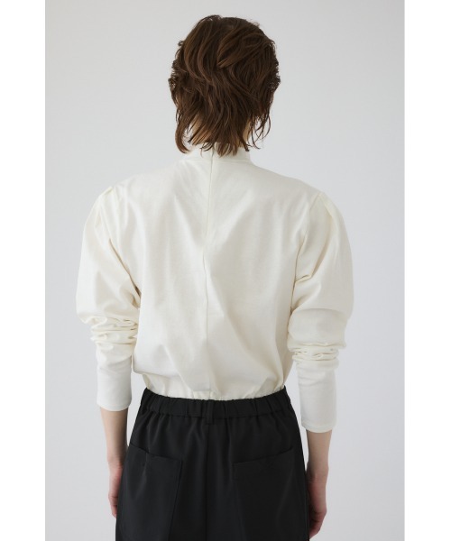 RIM.ARK(リムアーク)の「Curved sleeve high collar tops カーブスリー ハイカラートップス(Tシャツ/カットソー・レディース・ホワイト/ライトグリーン/ブラック/グレー・FREE)」の16枚目の写真