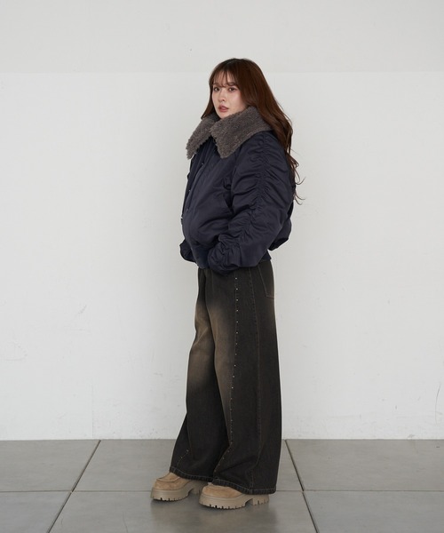 RAY CASSIN(レイカズン)の「N2Bファーブルゾン(ブルゾン・レディース・アイボリー/カーキ/ネイビー・FREE)」の8枚目の写真