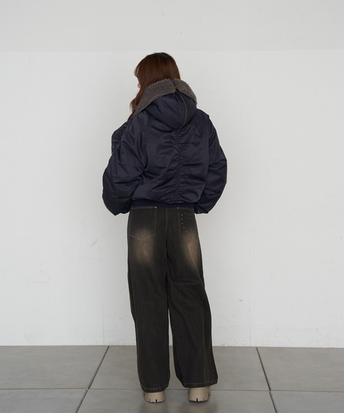 RAY CASSIN(レイカズン)の「N2Bファーブルゾン(ブルゾン・レディース・アイボリー/カーキ/ネイビー・FREE)」の9枚目の写真