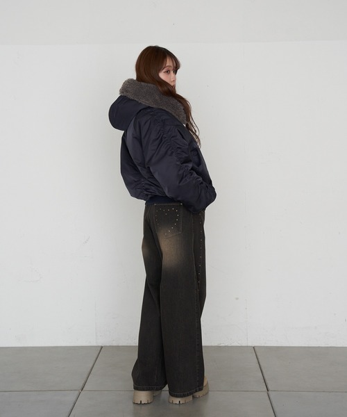 RAY CASSIN(レイカズン)の「N2Bファーブルゾン(ブルゾン・レディース・アイボリー/カーキ/ネイビー・FREE)」の10枚目の写真