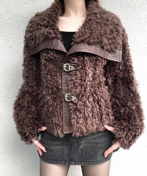 フェイクファーボアショートジャケット（その他アウター）｜VEILA