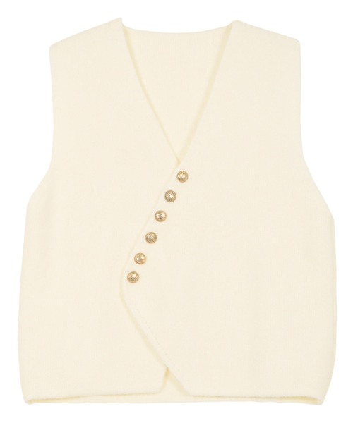 KOBE LETTUCE(コウベレタス)の「ゴールドボタンニットベスト(ベスト・レディース・グレー/ホワイト/キャメル・M)」の11枚目の写真