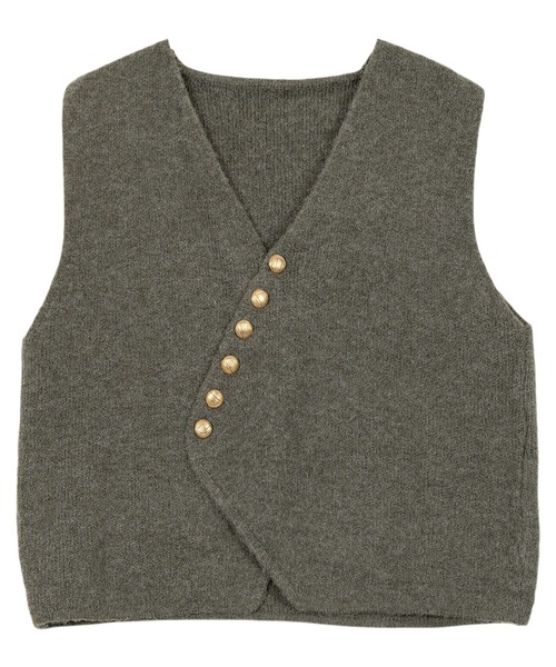 KOBE LETTUCE(コウベレタス)の「ゴールドボタンニットベスト(ベスト・レディース・グレー/ホワイト/キャメル・M)」の12枚目の写真