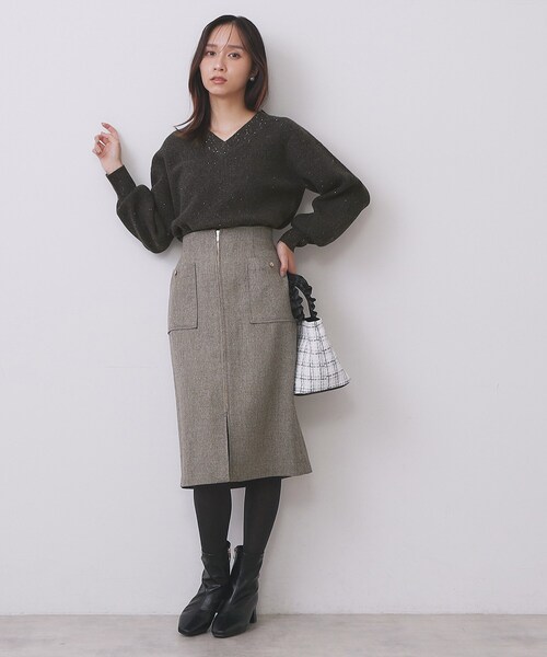 index(インデックス)の「片畦Vネックボクシーパフニット【洗濯機OK】(ニット/セーター・レディース・ピンク/チャコール/ベージュ系その他7/サックスブルー/グレー・00)」の21枚目の写真