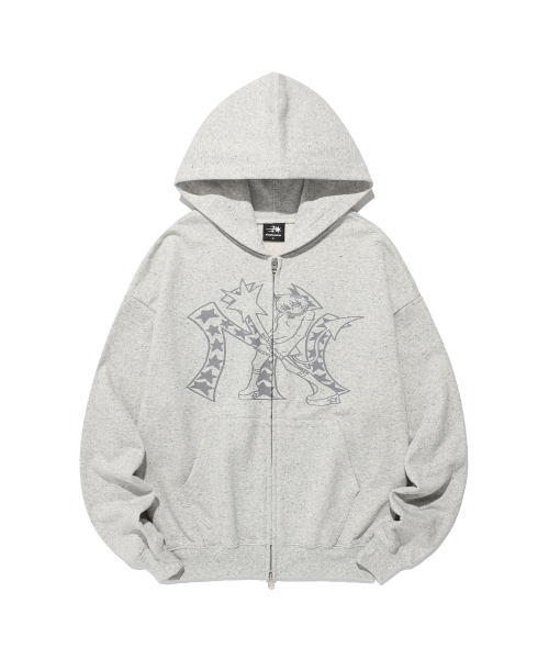 NICE GHOST CLUB(ナイスゴーストクラブ)の「CHAOS GIRL HOODIE ZIPUP_GREY(NG2FFUM481A)(パーカー・レディース・グレー・SMALL/MEDIUM)」の1枚目の写真