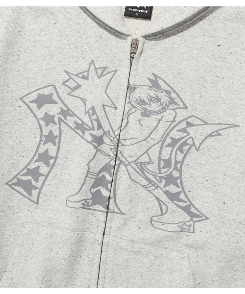 NICE GHOST CLUB(ナイスゴーストクラブ)の「CHAOS GIRL HOODIE ZIPUP_GREY(NG2FFUM481A)(パーカー・レディース・グレー・SMALL/MEDIUM)」の4枚目の写真