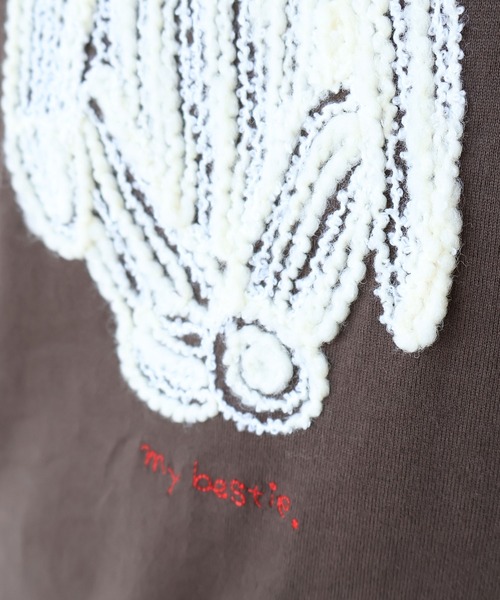 bulle de savon(ビュルデサボン)の「くまのぬいぐるみ刺繍Tシャツ(Tシャツ/カットソー・レディース・ブルー/ブラウン/イエロー・FREE)」の9枚目の写真