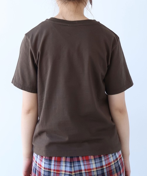 bulle de savon(ビュルデサボン)の「くまのぬいぐるみ刺繍Tシャツ(Tシャツ/カットソー・レディース・ブルー/ブラウン/イエロー・FREE)」の5枚目の写真