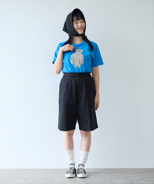 bulle de savon(ビュルデサボン)の「くまのぬいぐるみ刺繍Tシャツ(Tシャツ/カットソー・レディース・ブルー/ブラウン/イエロー・FREE)」の22枚目の写真