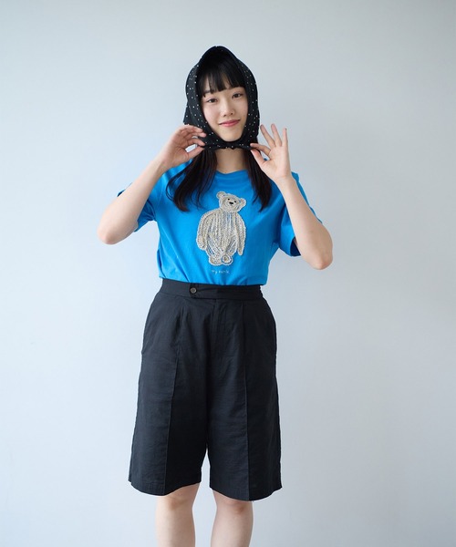 bulle de savon(ビュルデサボン)の「くまのぬいぐるみ刺繍Tシャツ(Tシャツ/カットソー・レディース・ブルー/ブラウン/イエロー・FREE)」の20枚目の写真