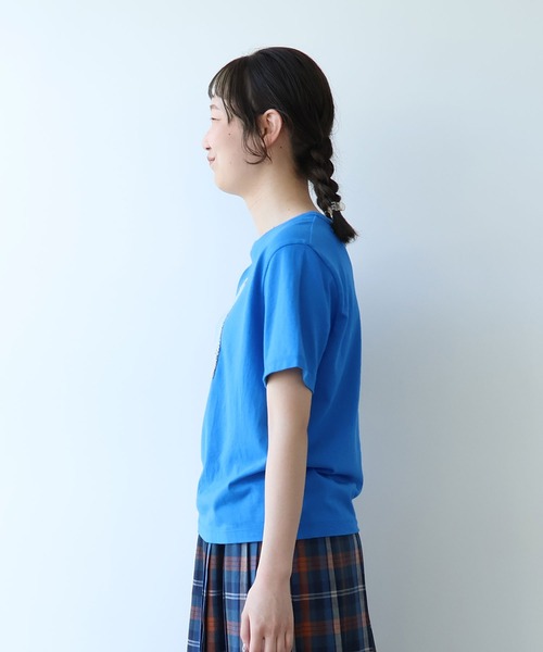 bulle de savon(ビュルデサボン)の「くまのぬいぐるみ刺繍Tシャツ(Tシャツ/カットソー・レディース・ブルー/ブラウン/イエロー・FREE)」の14枚目の写真