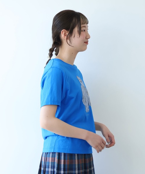 bulle de savon(ビュルデサボン)の「くまのぬいぐるみ刺繍Tシャツ(Tシャツ/カットソー・レディース・ブルー/ブラウン/イエロー・FREE)」の15枚目の写真