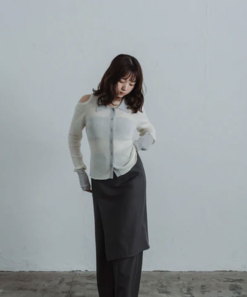 merrylatte（メリーラテ）の「stone sheer polo knit（ニット/セーター・レディース・ブルー/アイボリー・FREE）」の22枚目の写真