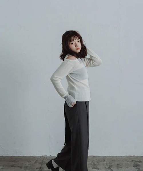 merrylatte（メリーラテ）の「stone sheer polo knit（ニット/セーター・レディース・ブルー/アイボリー・FREE）」の21枚目の写真