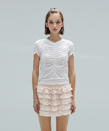 DEARSTALKER | SHASHA SILKY SHIRRING T - WHITE(Tシャツ/カットソー)