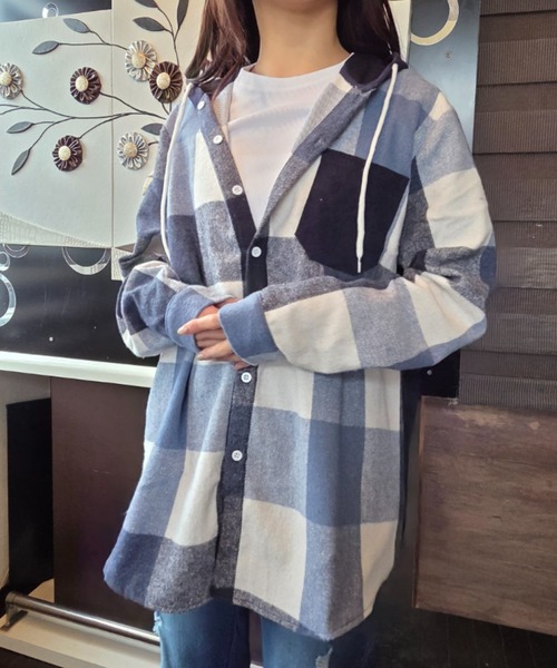 Loco Ocean(ロコオーシャン)の「チェック シャツ パーカー(シャツ/ブラウス・レディース・ピンク/ネイビー・M/L)」の7枚目の写真