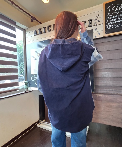 Loco Ocean(ロコオーシャン)の「チェック シャツ パーカー(シャツ/ブラウス・レディース・ピンク/ネイビー・M/L)」の5枚目の写真