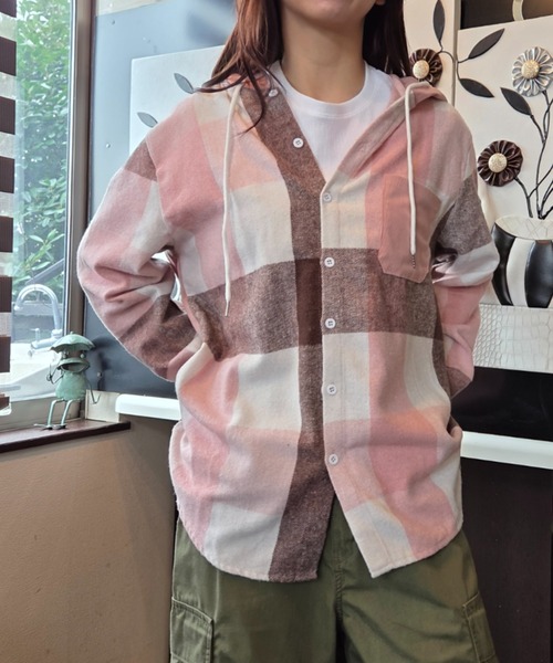 Loco Ocean(ロコオーシャン)の「チェック シャツ パーカー(シャツ/ブラウス・レディース・ピンク/ネイビー・M/L)」の12枚目の写真