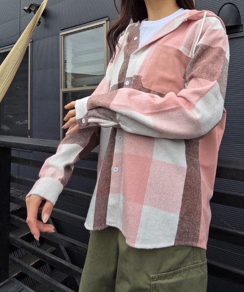 Loco Ocean(ロコオーシャン)の「チェック シャツ パーカー(シャツ/ブラウス・レディース・ピンク/ネイビー・M/L)」の21枚目の写真