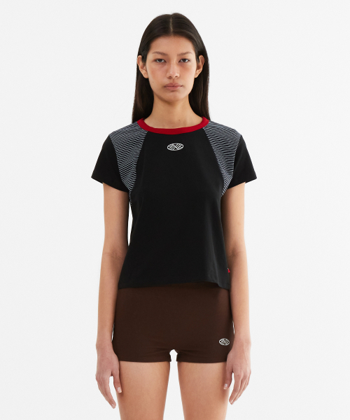 MENASOO（ミナス）の「MNS Raglan Stripe T Shirt_Black（Tシャツ/カットソー・レディース・ブラック・F）」の2枚目の写真