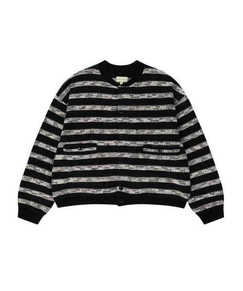 ENDOOR(エンドア)の「Needle crop cardigan (black stripe)(カーディガン/ボレロ・メンズ・ブラック・1/2)」の2枚目の写真