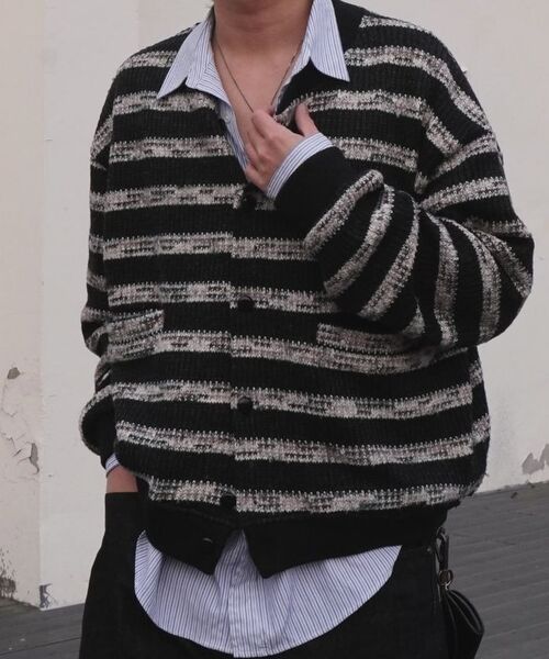 ENDOOR(エンドア)の「Needle crop cardigan (black stripe)(カーディガン/ボレロ・メンズ・ブラック・1/2)」の7枚目の写真
