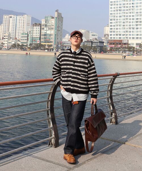 ENDOOR(エンドア)の「Needle crop cardigan (black stripe)(カーディガン/ボレロ・メンズ・ブラック・1/2)」の8枚目の写真