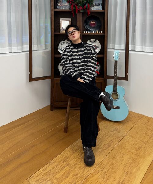 ENDOOR(エンドア)の「Needle crop cardigan (black stripe)(カーディガン/ボレロ・メンズ・ブラック・1/2)」の11枚目の写真