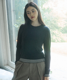 W STRIPE LAYERED T-SHIRT [BLACK]
