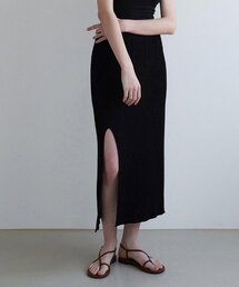 ADAUL（アダウル）の「リブスリットミディスカート - ブラック（スカート）」