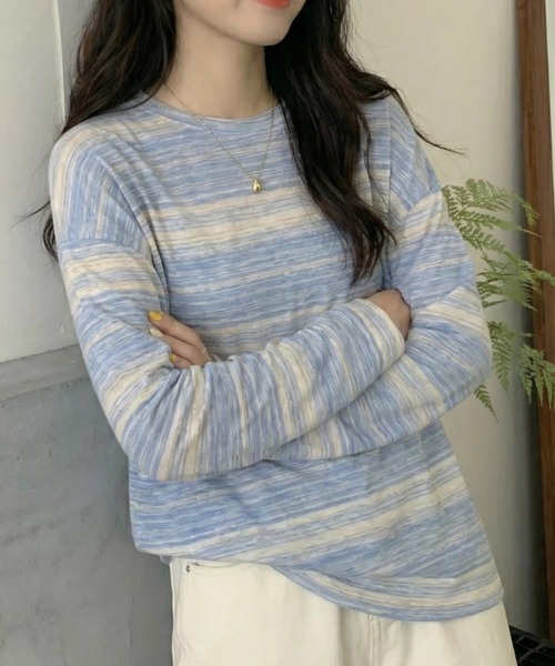 cammie(キャミー)の「柄トップス(Tシャツ/カットソー・レディース・カーキ/サックスブルー/ブラック・M/L)」の14枚目の写真