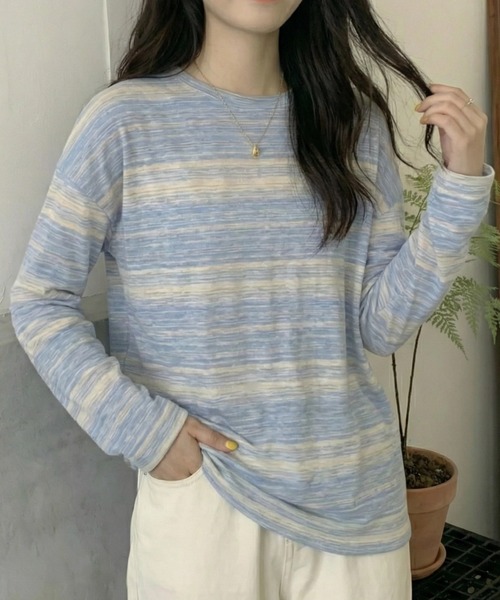 cammie(キャミー)の「柄トップス(Tシャツ/カットソー・レディース・カーキ/サックスブルー/ブラック・M/L)」の11枚目の写真
