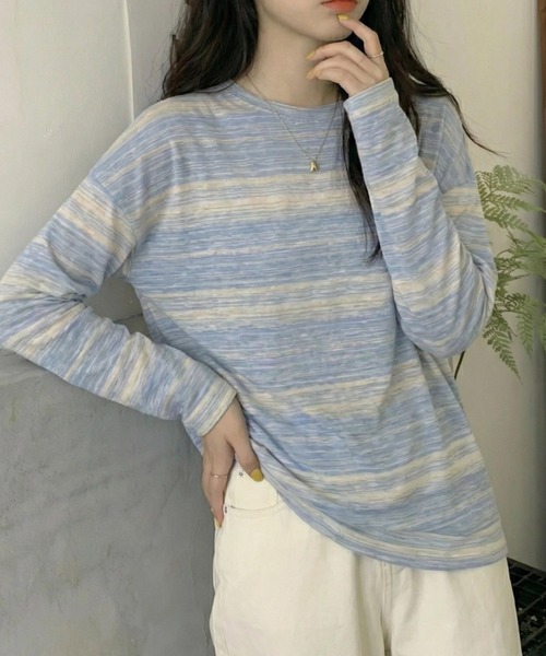 cammie(キャミー)の「柄トップス(Tシャツ/カットソー・レディース・カーキ/サックスブルー/ブラック・M/L)」の13枚目の写真