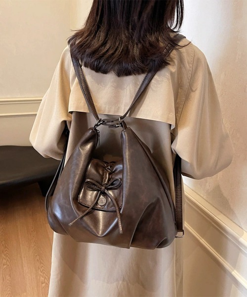 Miniministore(ミニミニストア)の「ショルダーバッグ フェイクレザーリュック(ショルダーバッグ・レディース・ブラック/ブラウン/キャメル・FREE)」の9枚目の写真