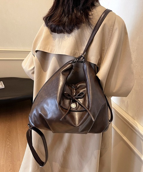Miniministore(ミニミニストア)の「ショルダーバッグ フェイクレザーリュック(ショルダーバッグ・レディース・ブラック/ブラウン/キャメル・FREE)」の10枚目の写真