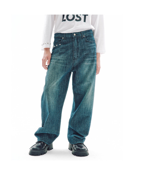 TRIPSHOP(トリップショップ)の「ノマドリベットデニムパンツ(デニムパンツ・レディース・ダークブルー・SMALL/MEDIUM)」の1枚目の写真