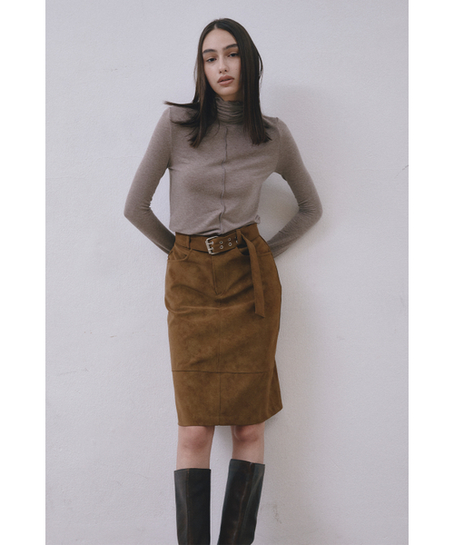 MIDNLOW（ミッドアンドロー）の「Belted Leather Skirt（スカート・レディース・その他・SMALL/MEDIUM）」の4枚目の写真