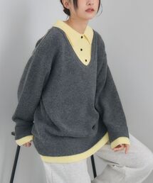 RETRO GIRL | レイヤード風襟付きNT(ニット/セーター)