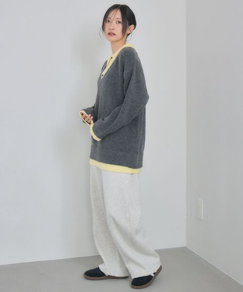 RETRO GIRL（レトロガール）の「レイヤード風襟付きNT（ニット/セーター・レディース・チャコールグレー/ベージュ/ブルー・FREE）」の13枚目の写真