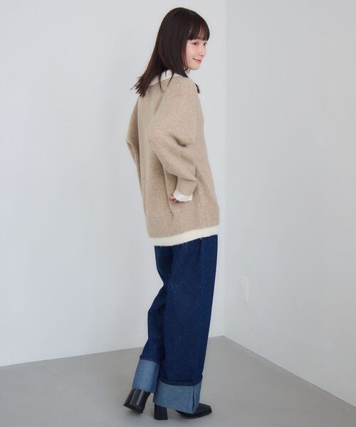 RETRO GIRL（レトロガール）の「レイヤード風襟付きNT（ニット/セーター・レディース・チャコールグレー/ベージュ/ブルー・FREE）」の21枚目の写真