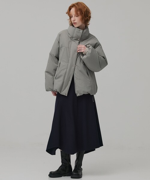 PUBLIC TOKYO(パブリックトウキョウ)の「ウールジャージフレアスカート(スカート・レディース・ネイビー/ホワイト・1/2)」の9枚目の写真