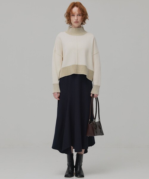 PUBLIC TOKYO(パブリックトウキョウ)の「ウールジャージフレアスカート(スカート・レディース・ネイビー/ホワイト・1/2)」の20枚目の写真