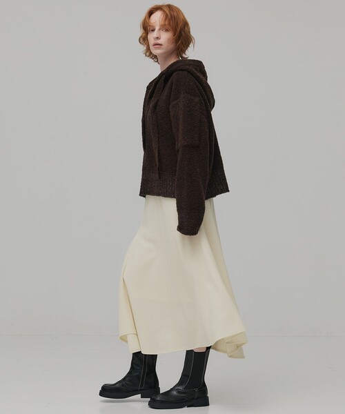 PUBLIC TOKYO(パブリックトウキョウ)の「ウールジャージフレアスカート(スカート・レディース・ネイビー/ホワイト・1/2)」の8枚目の写真