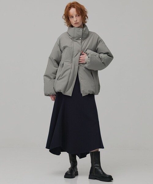 PUBLIC TOKYO(パブリックトウキョウ)の「ウールジャージフレアスカート(スカート・レディース・ネイビー/ホワイト・1/2)」の10枚目の写真